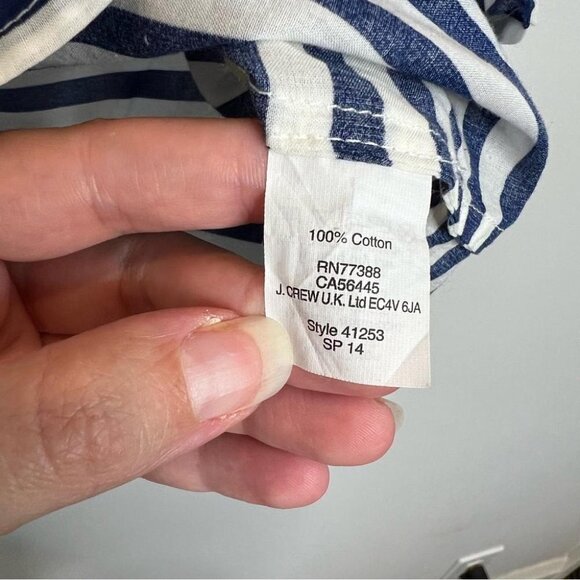 J Crew Factory Womens Size XXS Printed Voile Popover Shirt Blue Stripe Coastal - Picture 8 of 11